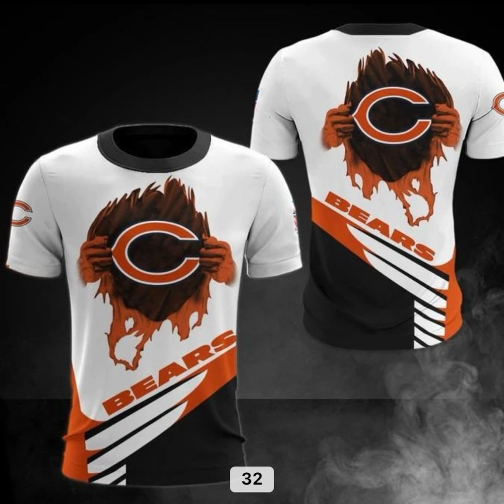 NFL Bears Short Sleeve Tee - Black, White, Orange